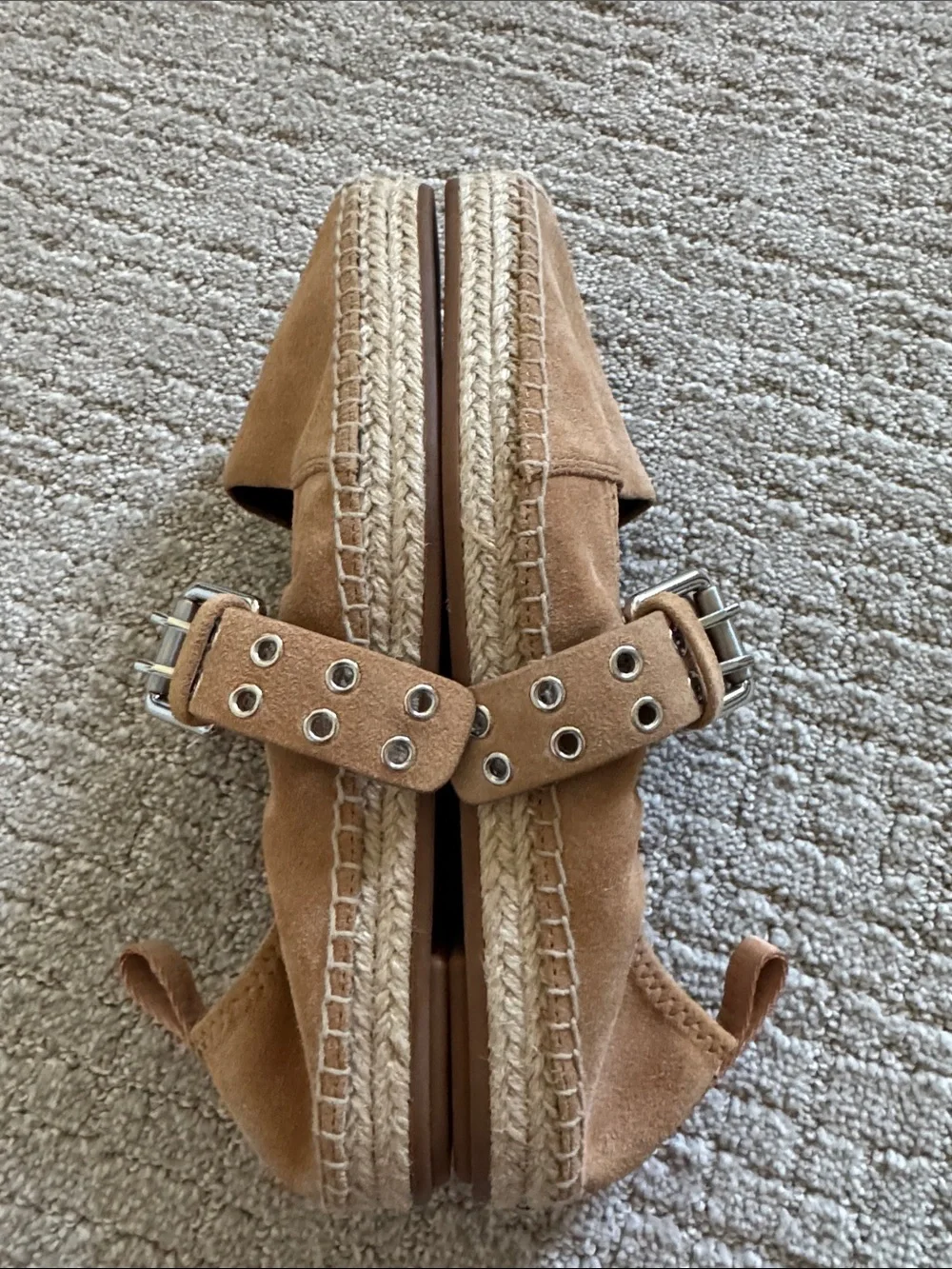 Rag & Bone Anteros Suede Mary Jane Espadrilles Tan Size 40 NWOB